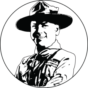 bearbeitete Grafik die Hannes in der berühmten Pose eines bekanntes Bilds von Baden Powell zeigt, er trägt auch den für BiPi typischen Hut